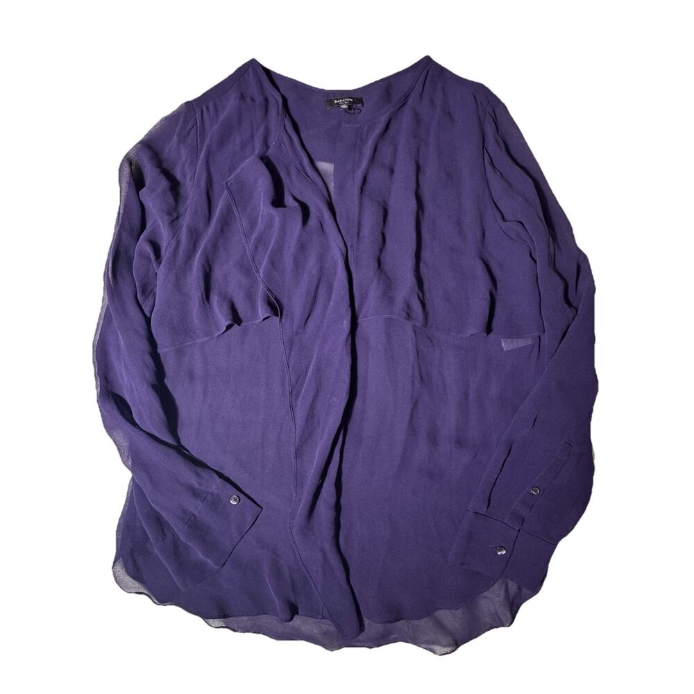 Babaton Aritzia 100% Silk Purple Long Sleeve Blouse Shirt Medium M